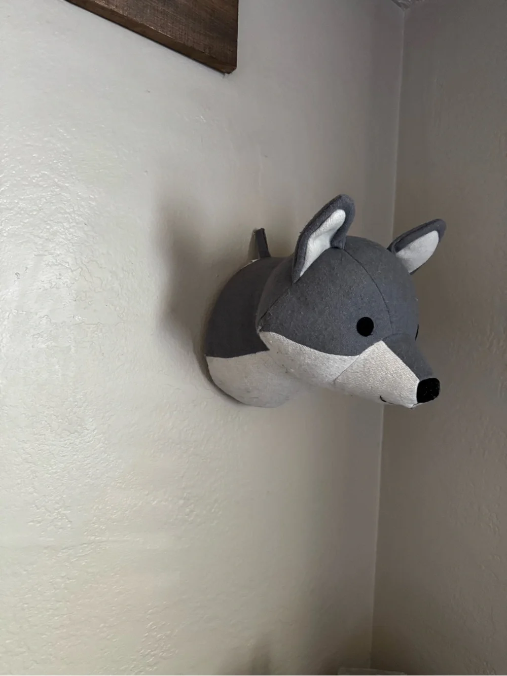 Gray Plush Fox Wall Mount - Decorative Home Wall Decor
